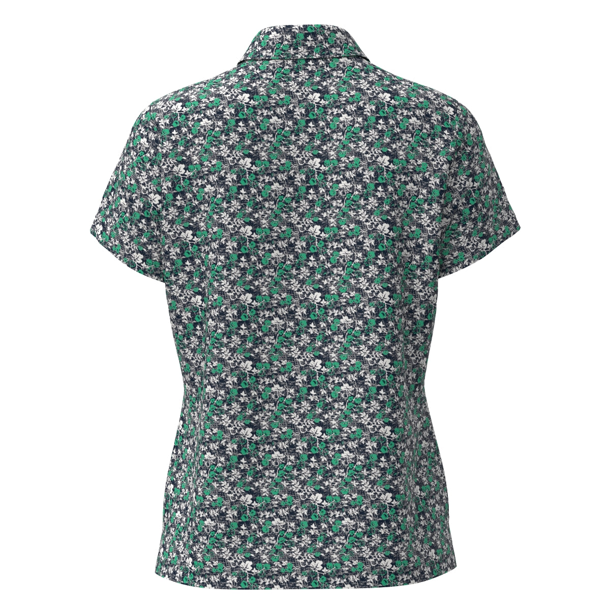 Women's Small Floral Print Short Sleeve Shirt, Navy