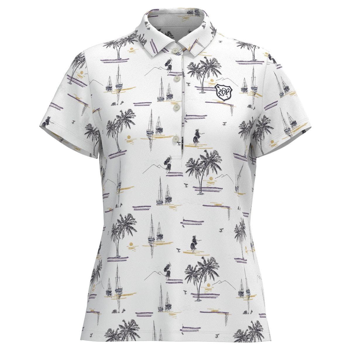 WOMEN シーサイドプリント 半袖シャツ オフホワイト