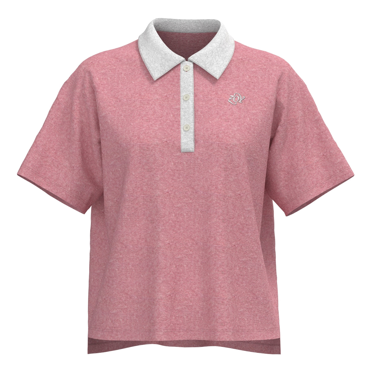 Women's Melange Organic Cotton Tile Short Sleeve Shirt in Strawberry