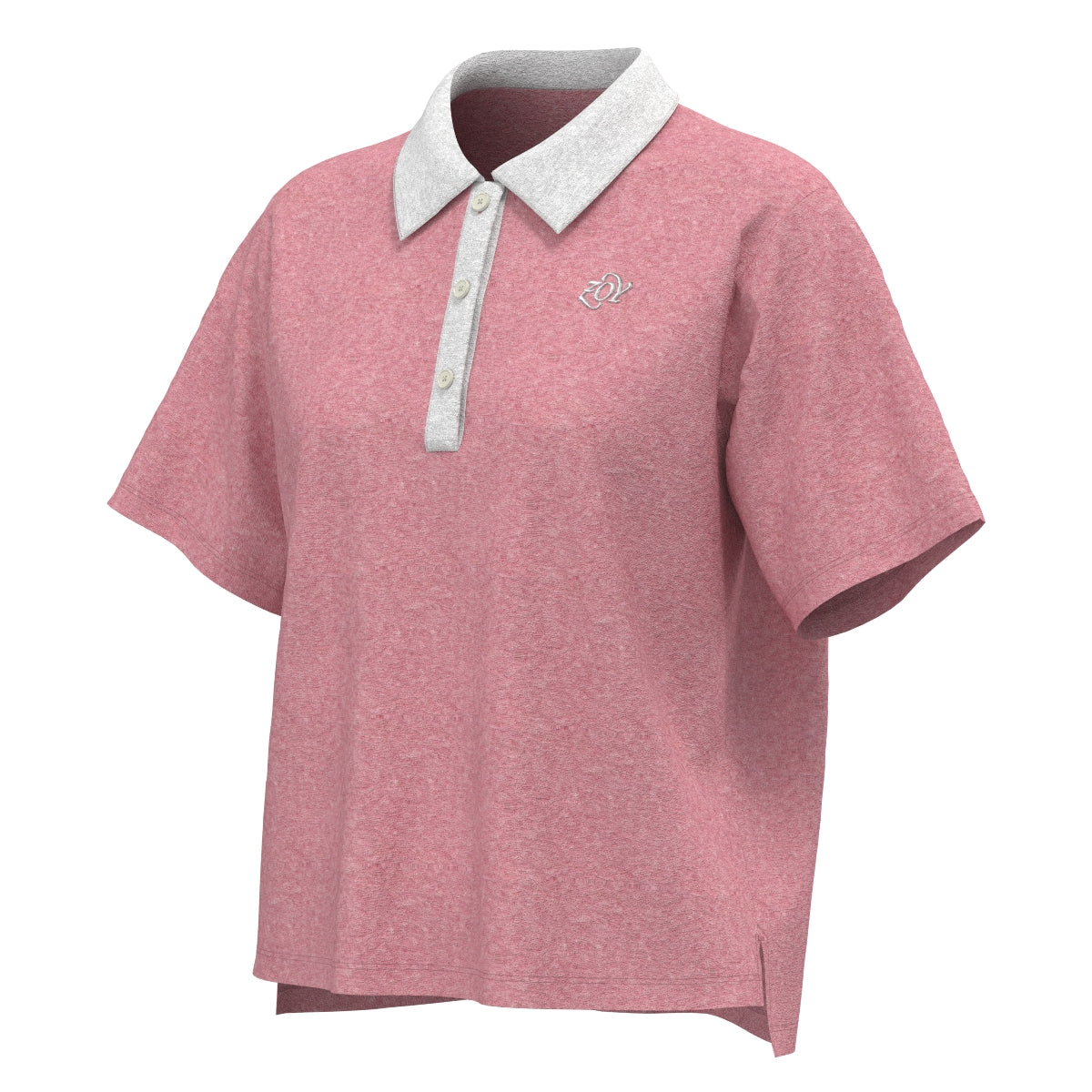 Women's Melange Organic Cotton Tile Short Sleeve Shirt in Strawberry