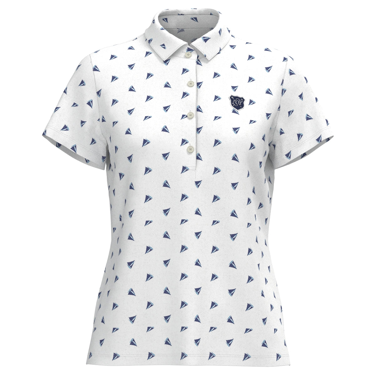 Women's Yacht Print Short Sleeve Shirt White