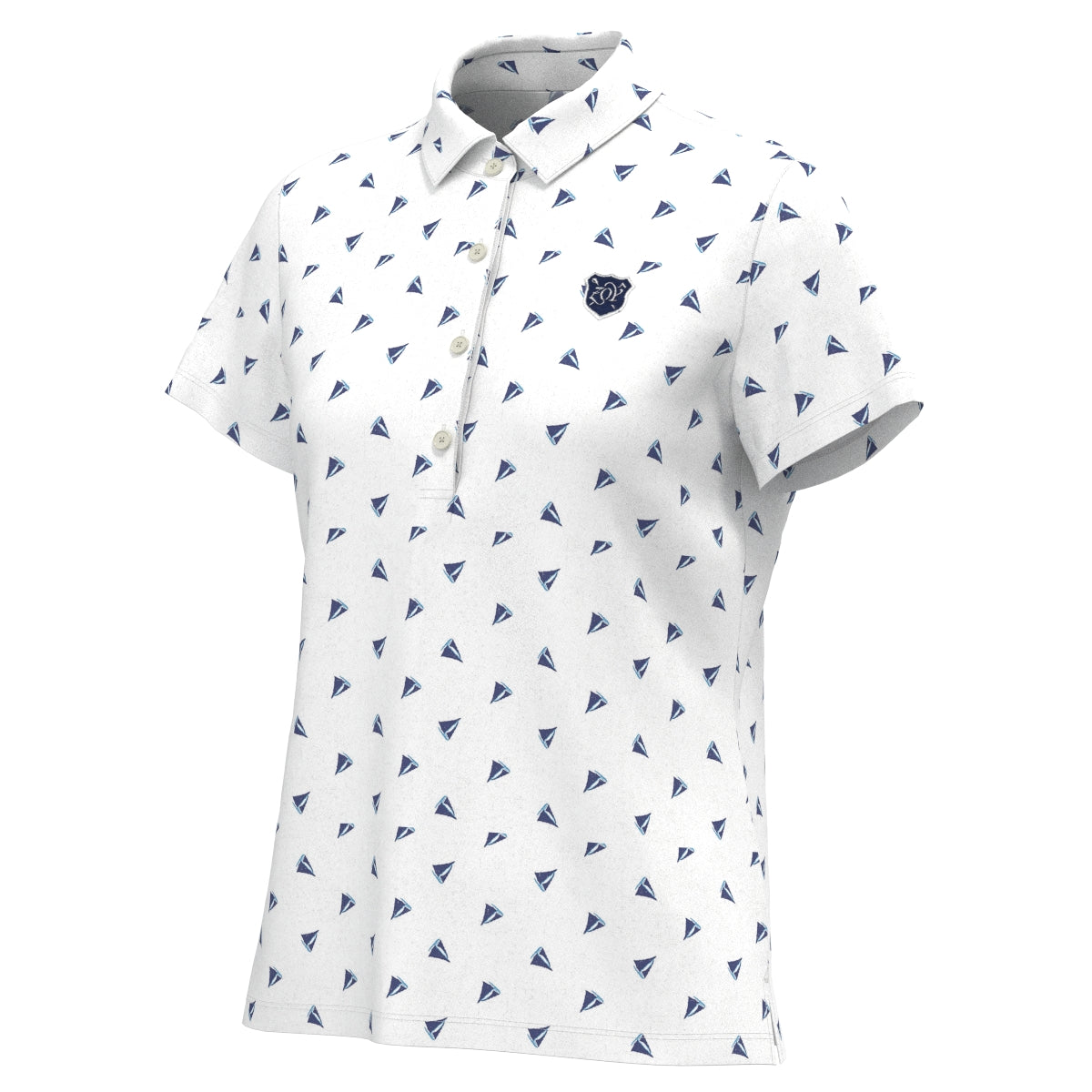 Women's Yacht Print Short Sleeve Shirt White