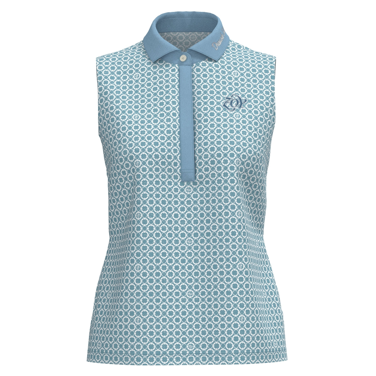 Women's Floating Ring Print Sleeveless Shirt in Sky Blue