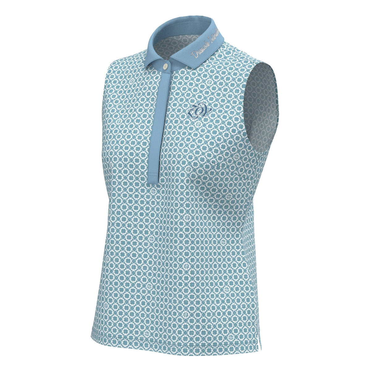 Women's Floating Ring Print Sleeveless Shirt in Sky Blue