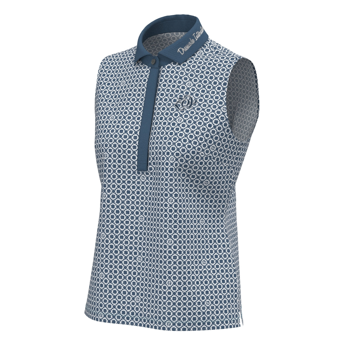 Women's Floating Ring Print Sleeveless Shirt in Sea Blue