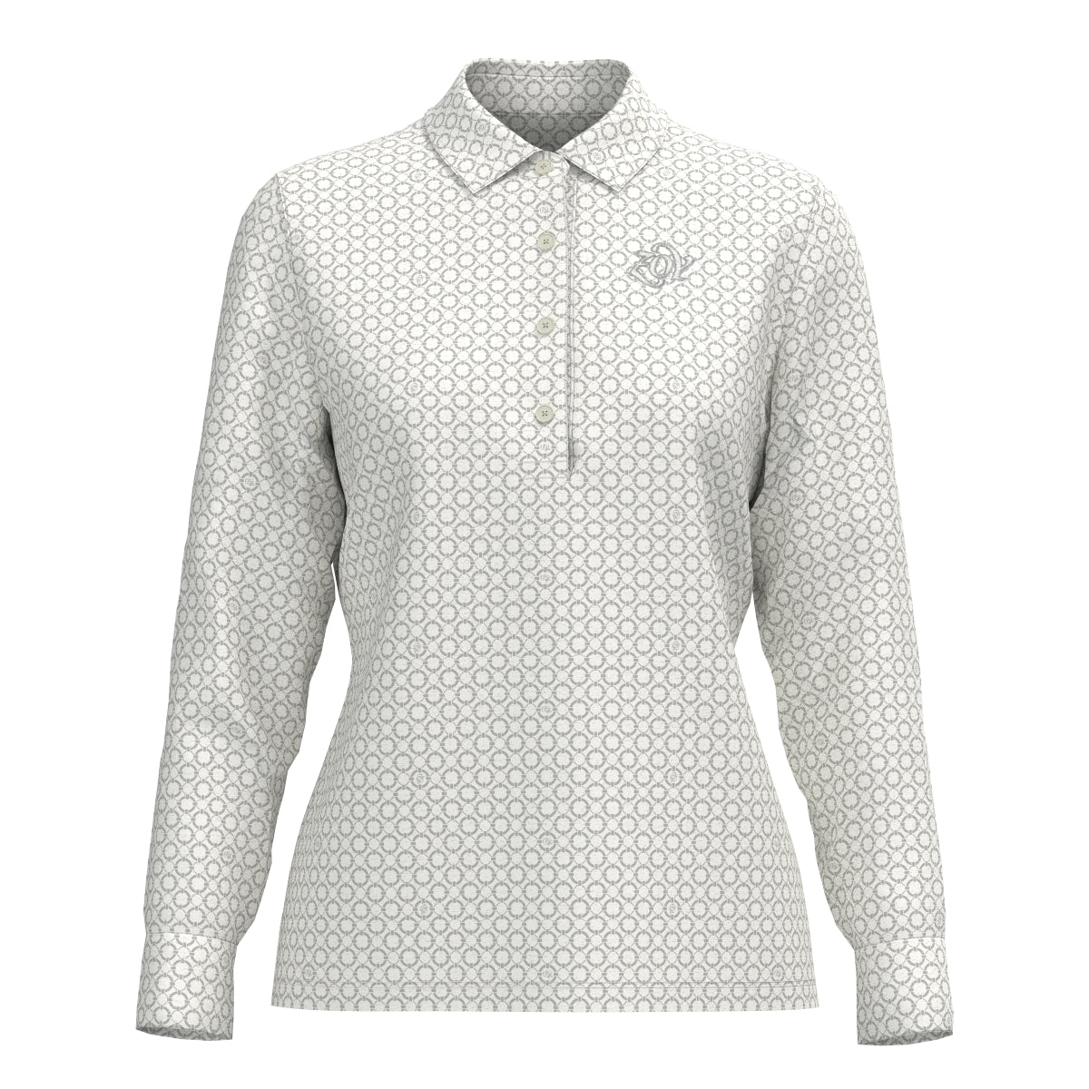 Women's Floating Ring Print Long Sleeve Shirt in White