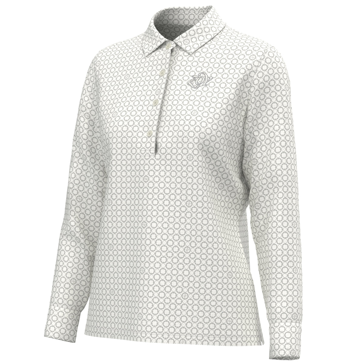 Women's Floating Ring Print Long Sleeve Shirt in White