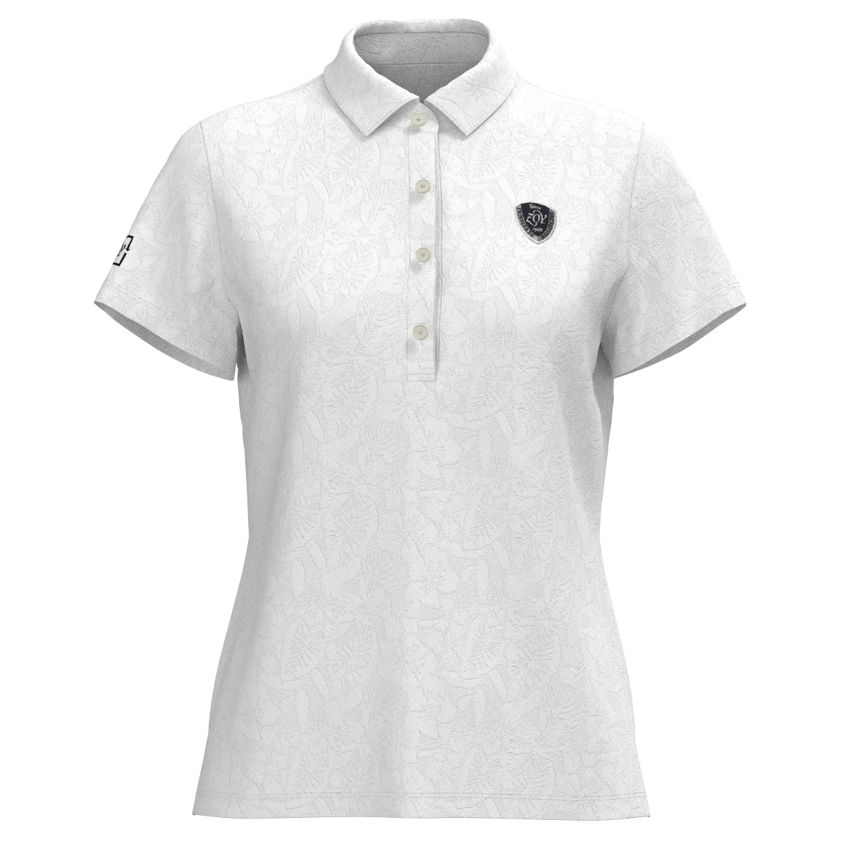 Women's Recycled Poly Flower Lynx Short Sleeve Shirt in White