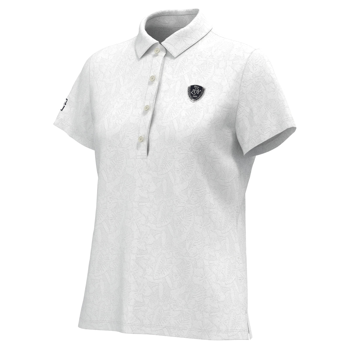 Women's Recycled Poly Flower Lynx Short Sleeve Shirt in White