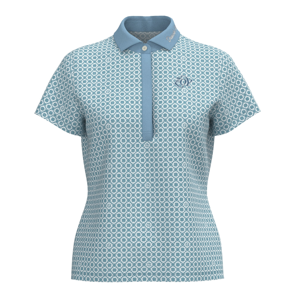 Women's Floating Ring Print Short Sleeve Shirt in Sky Blue