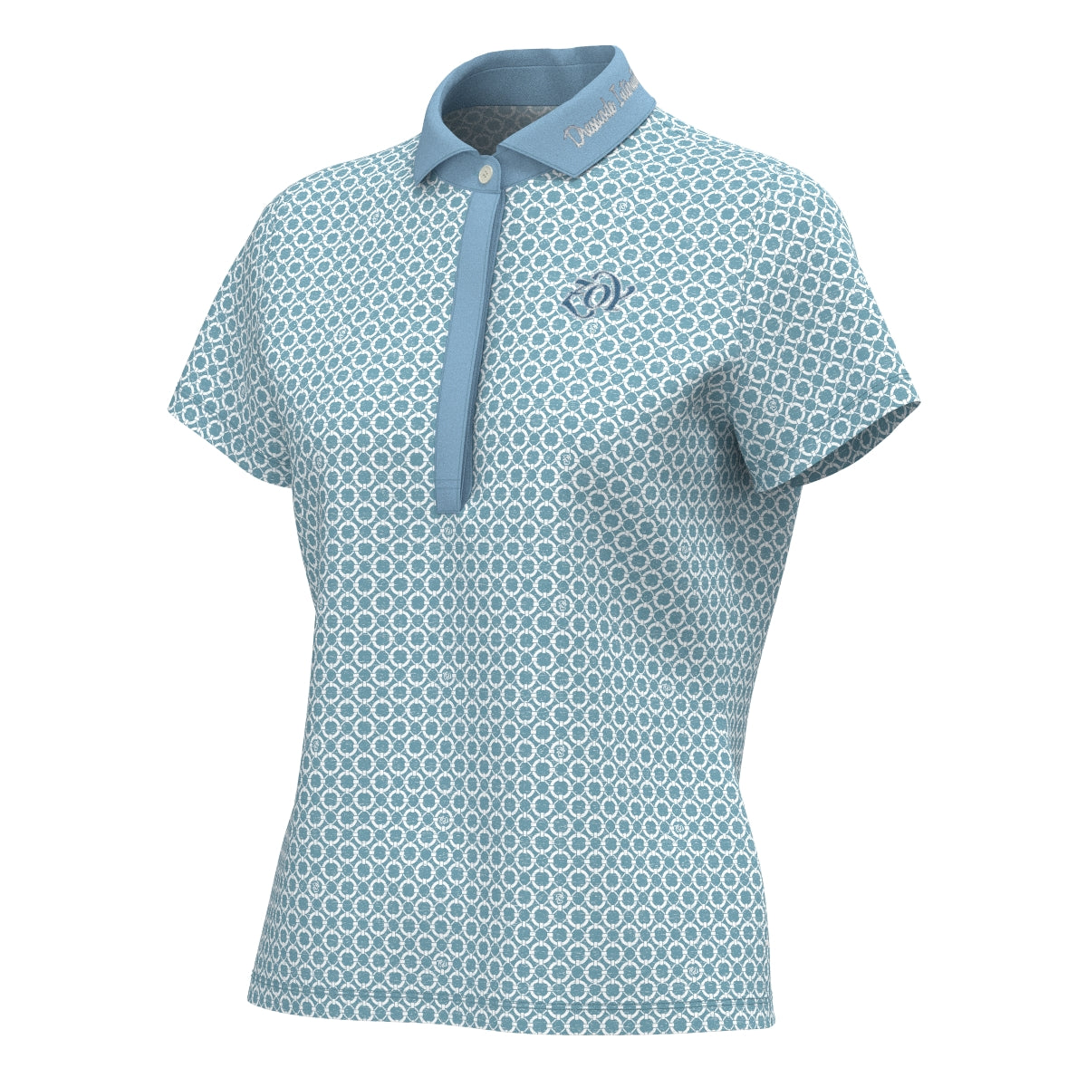 Women's Floating Ring Print Short Sleeve Shirt in Sky Blue
