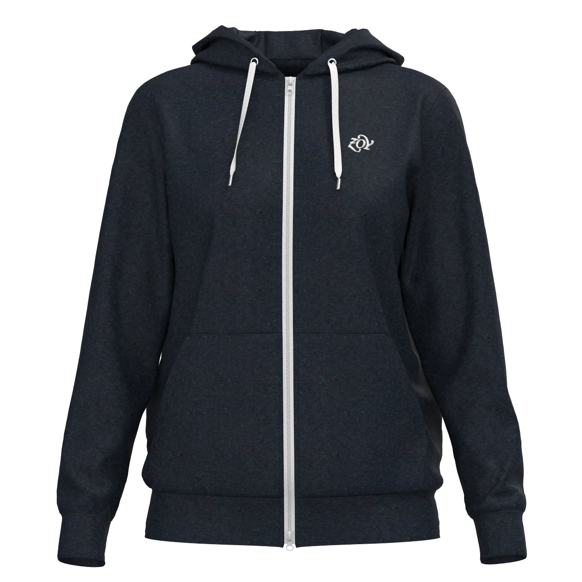 Women's Melange Organic Cotton Tile Zip Hoodie in Navy