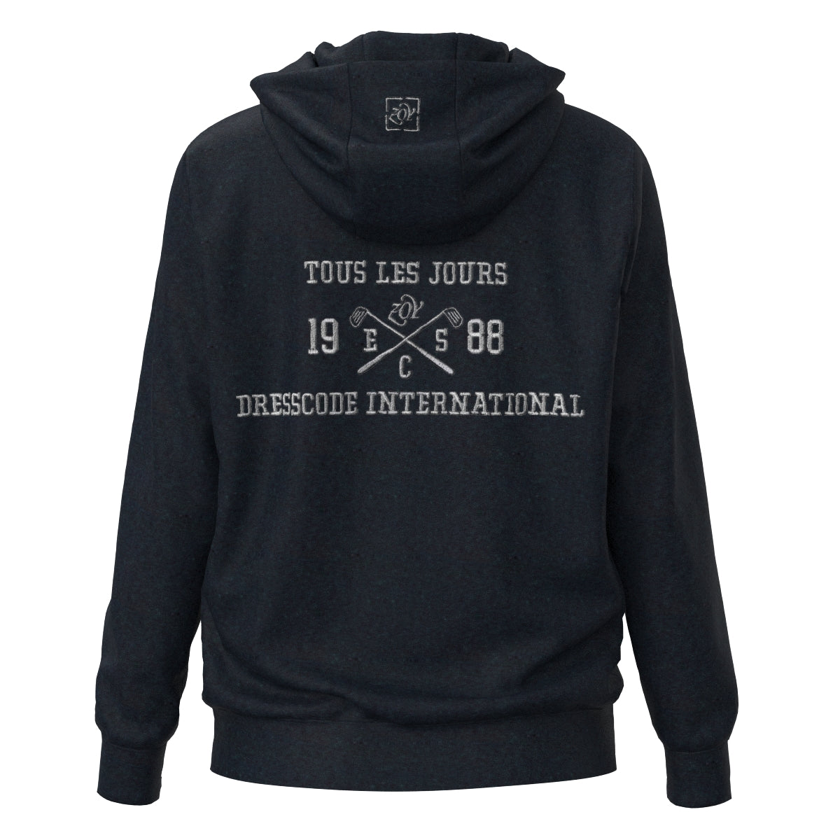 Women's Melange Organic Cotton Tile Zip Hoodie in Navy
