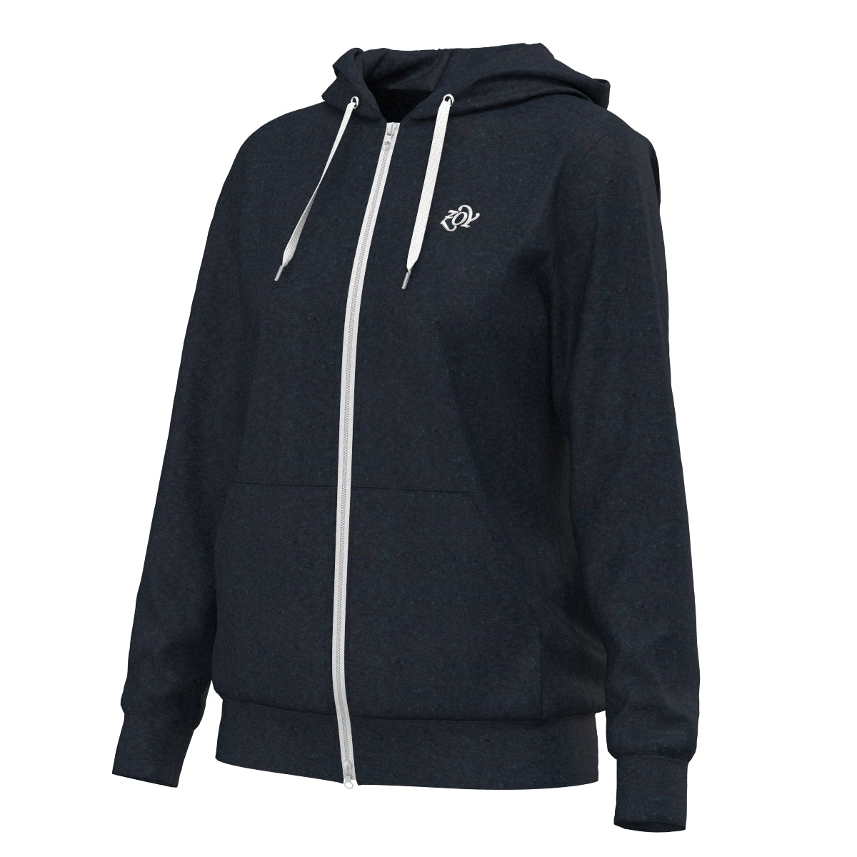 Women's Melange Organic Cotton Tile Zip Hoodie in Navy