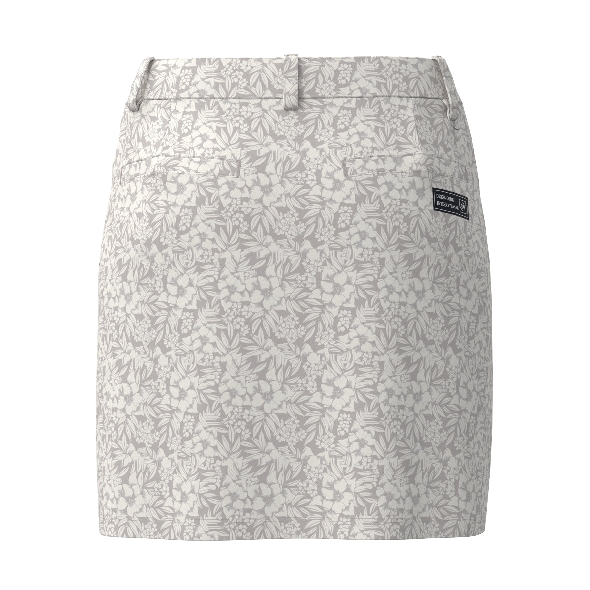 Women's Stencil Leaf Print ASKIN Pique Skirt in Greige and Off-White