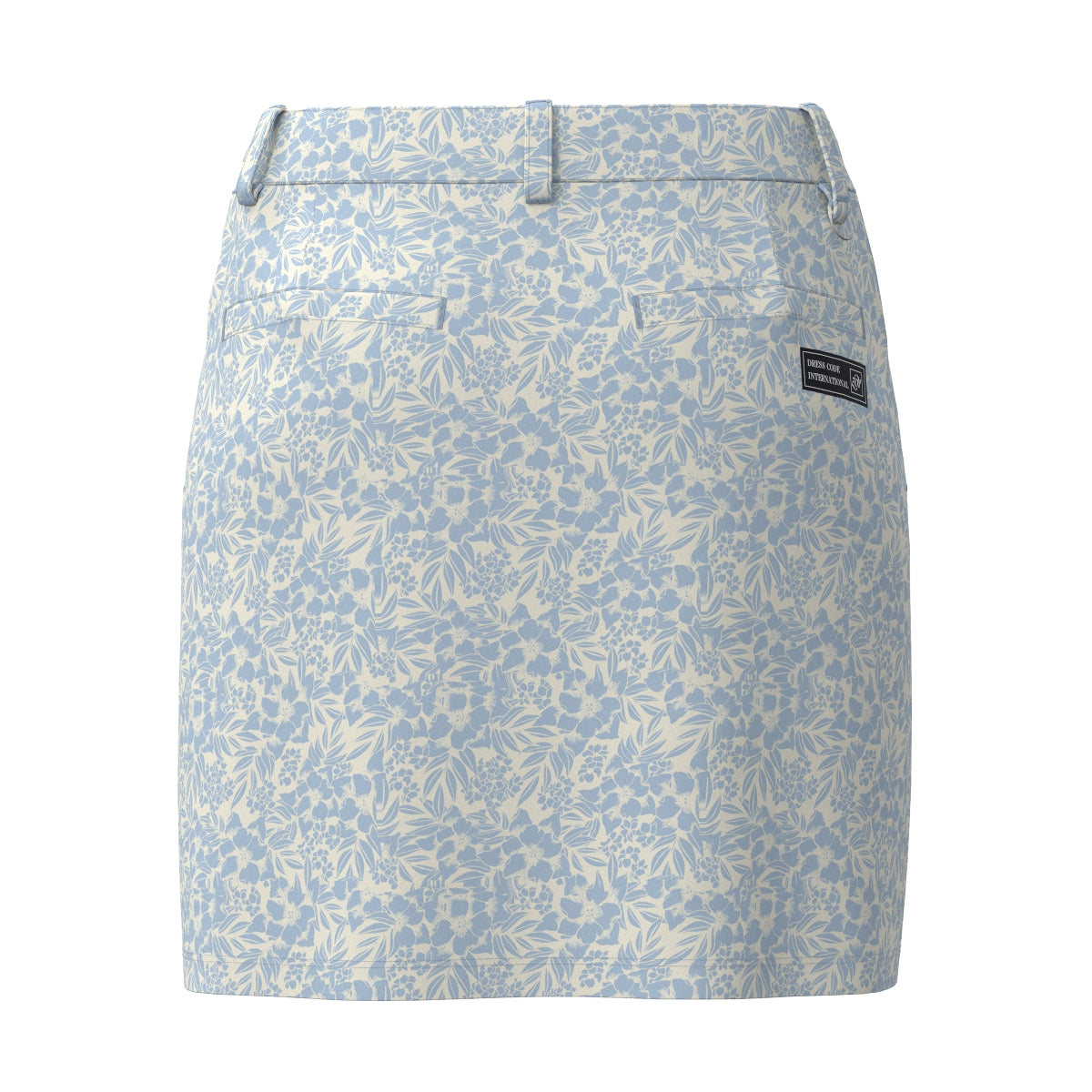 Women's Stencil Leaf Print ASKIN Pique Skirt in Saxe and Cream