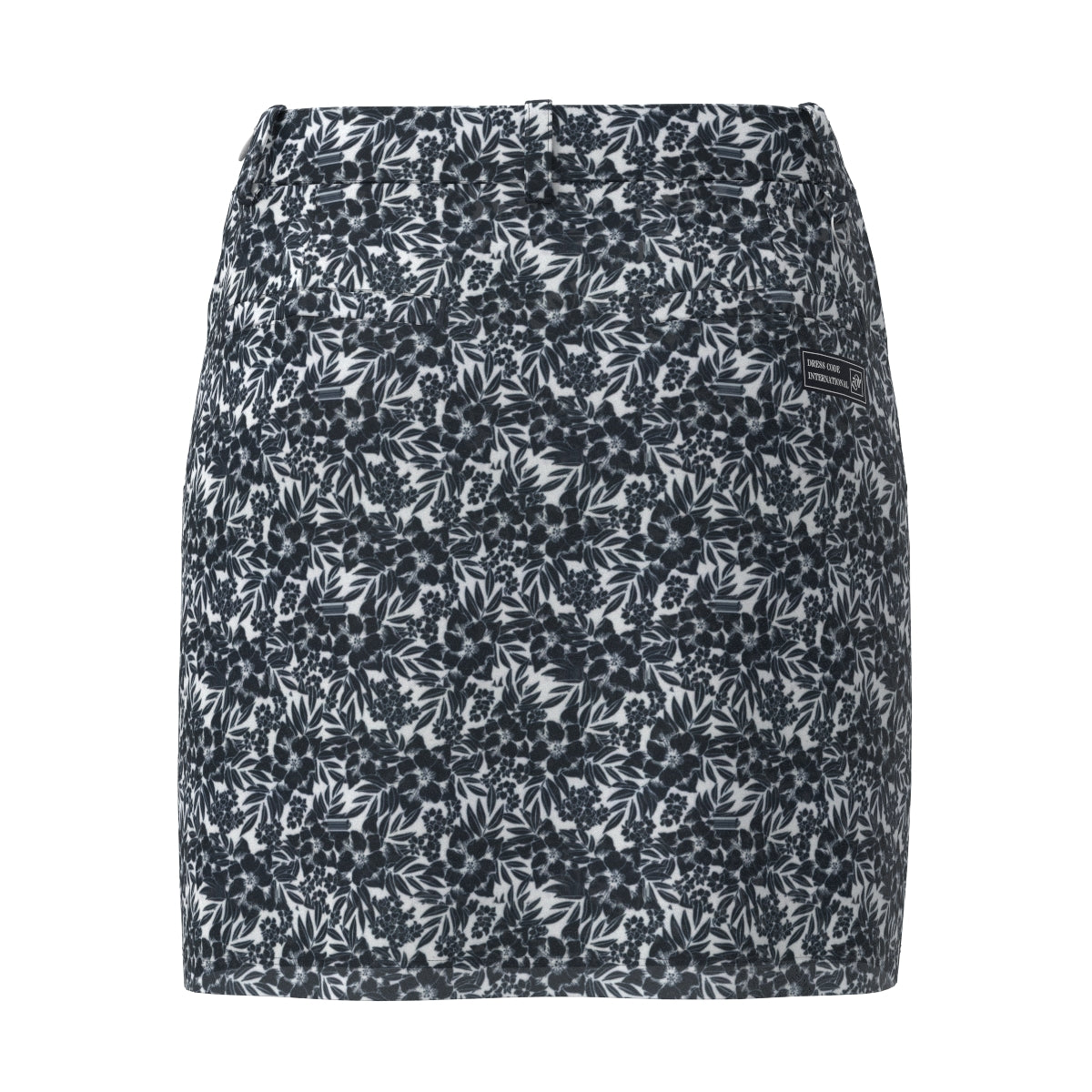 WOMEN ステンシルリーフプリント ASKIN鹿の子 スカート ネイビー