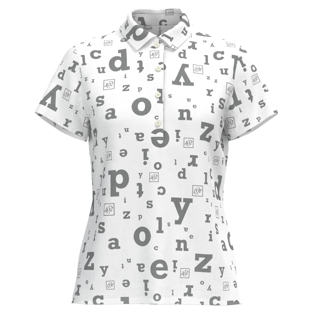 Women's Alphabet Print Short Sleeve Shirt in White