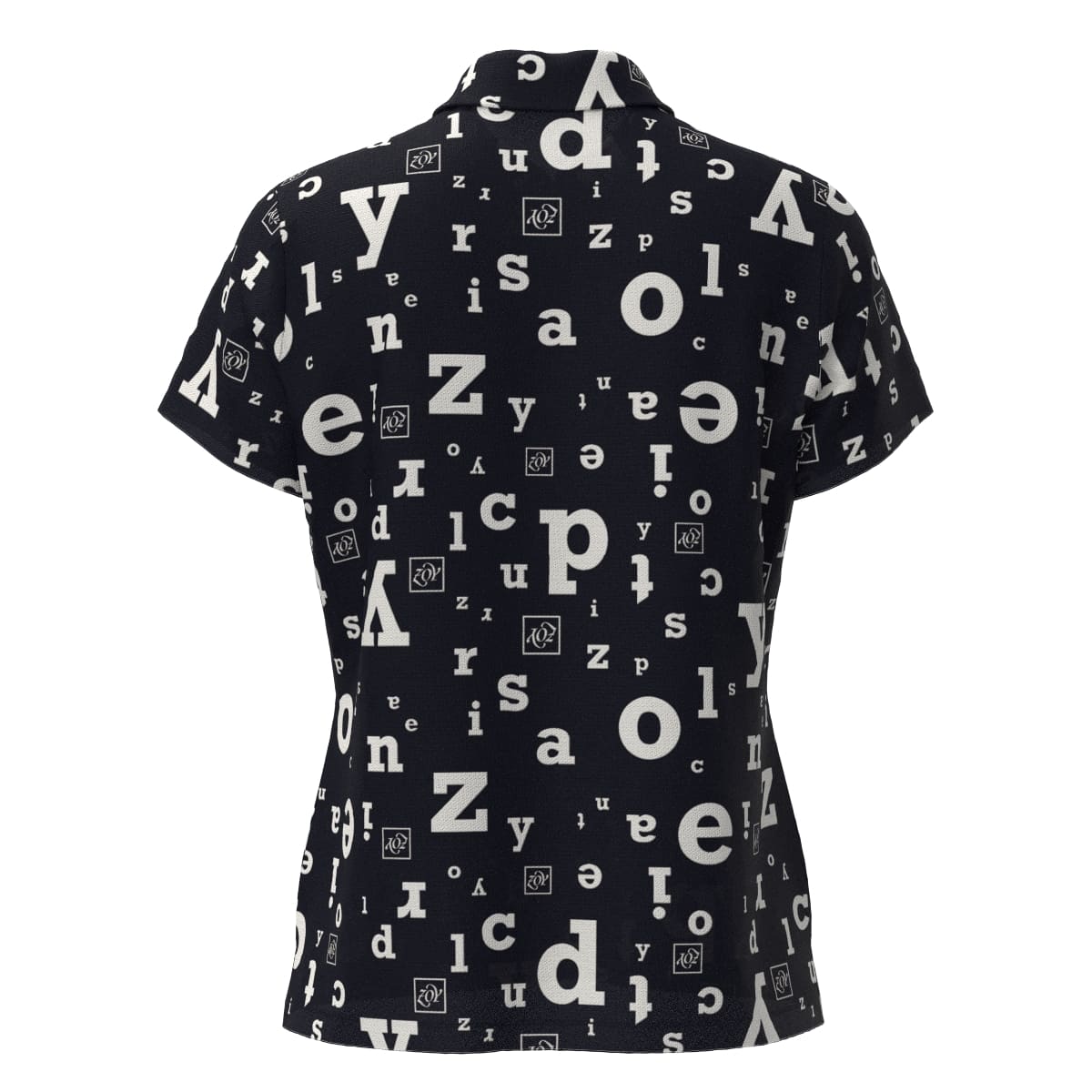 WOMEN アルファベットプリント 半袖シャツ ネイビー