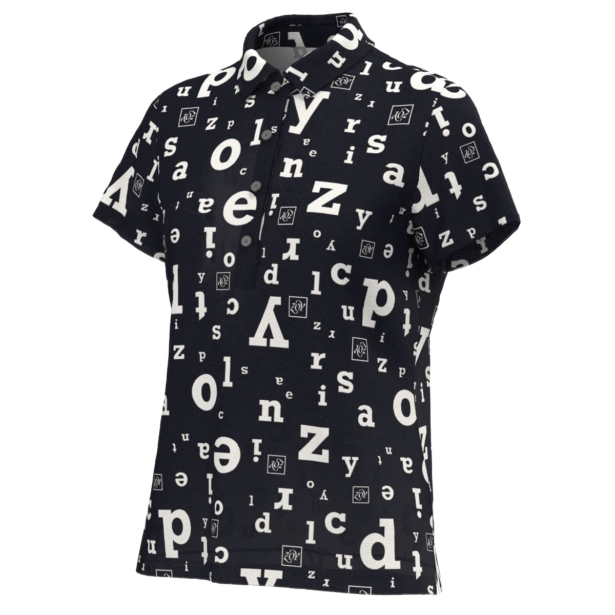 WOMEN アルファベットプリント 半袖シャツ ネイビー