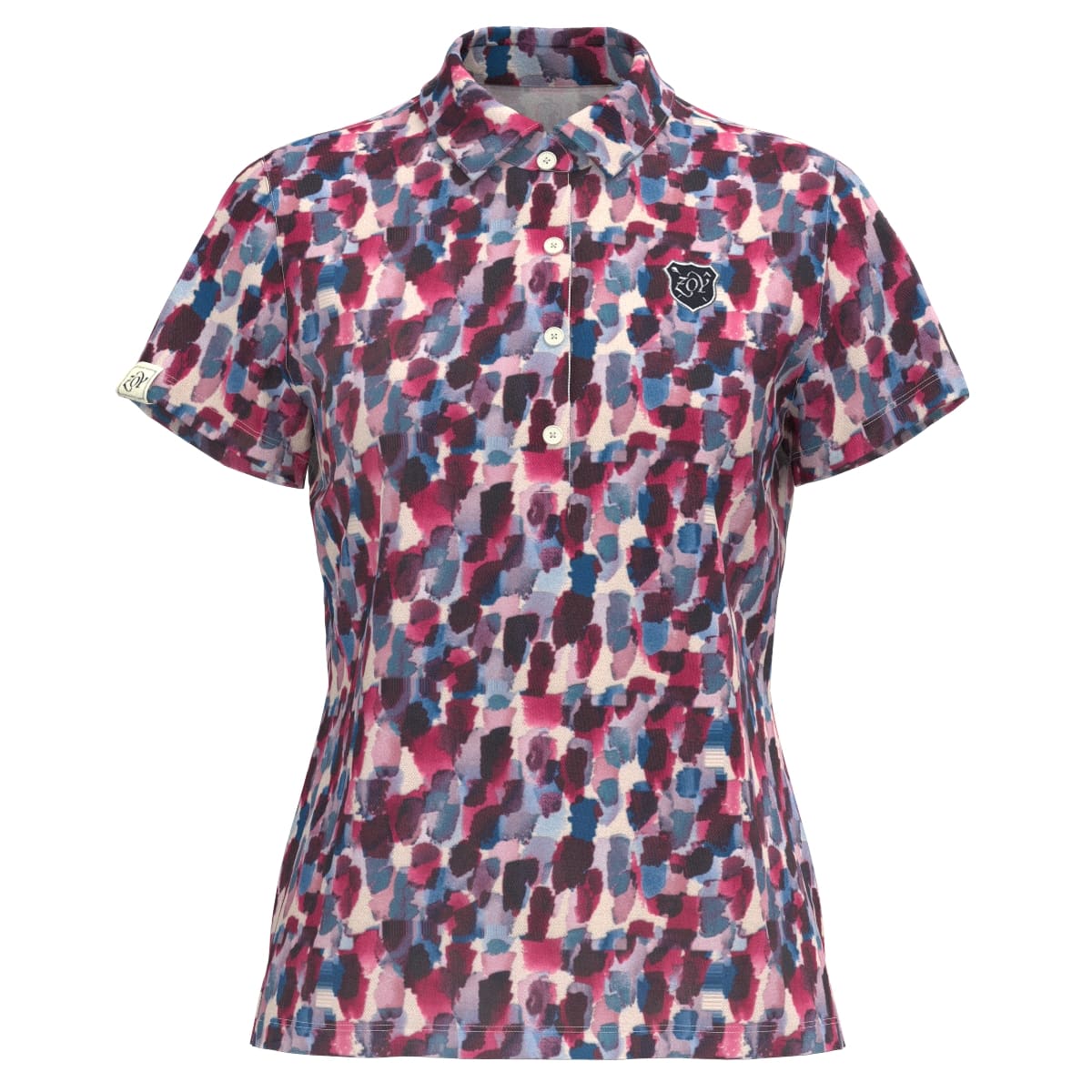 Women's Marble Bits Print Short Sleeve Shirt in Burgundy