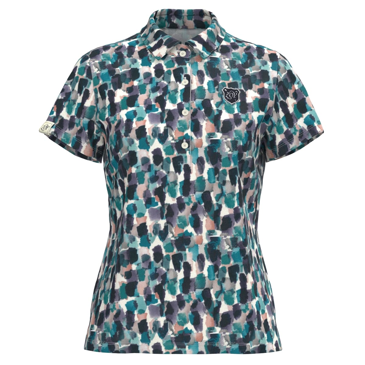 Women's Marble Bits Print Short Sleeve Shirt, Green