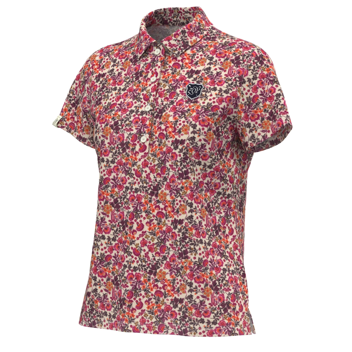 WOMEN フォーリーフローラプリント 半袖シャツ バーガンディー