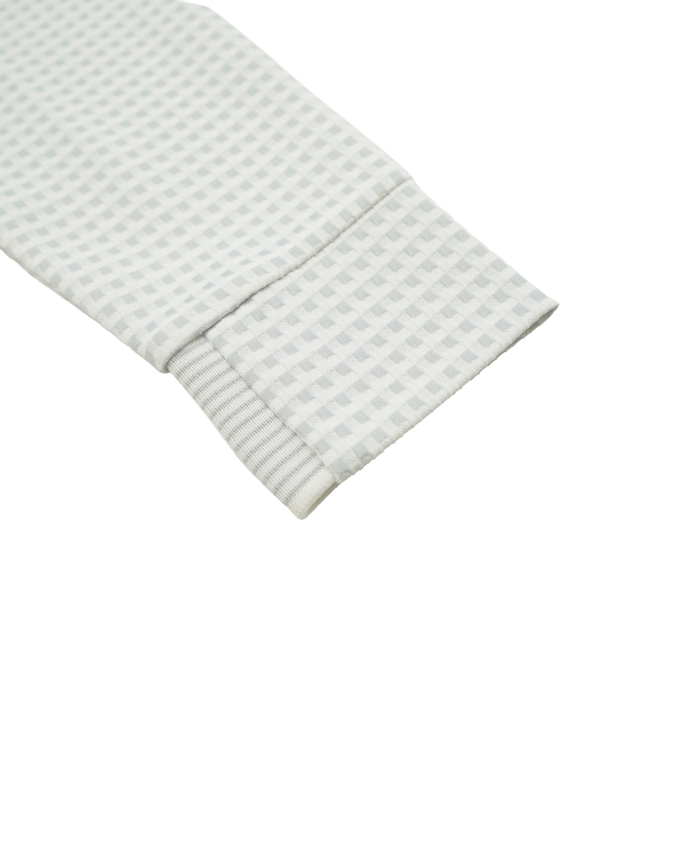 WOMEN HGJQニットギンガム 長袖シャツ ライトグレー