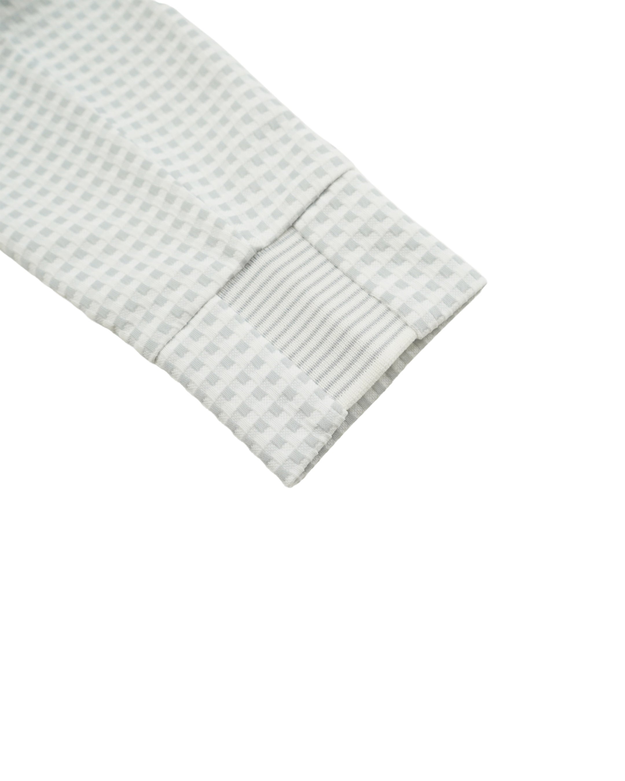 WOMEN HGJQニットギンガム 長袖シャツ ライトグレー