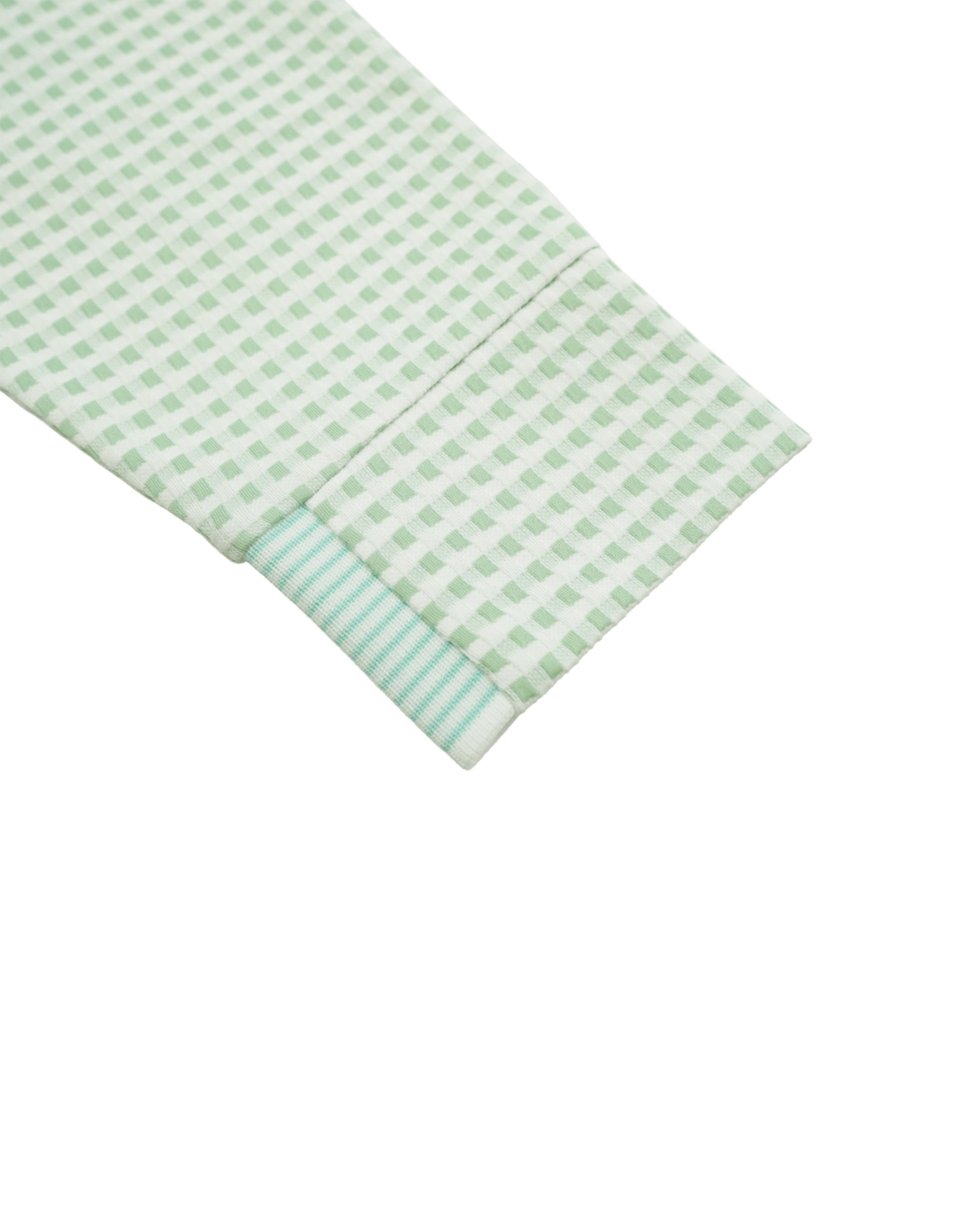 WOMEN HGJQニットギンガム 長袖シャツ ミントグリーン