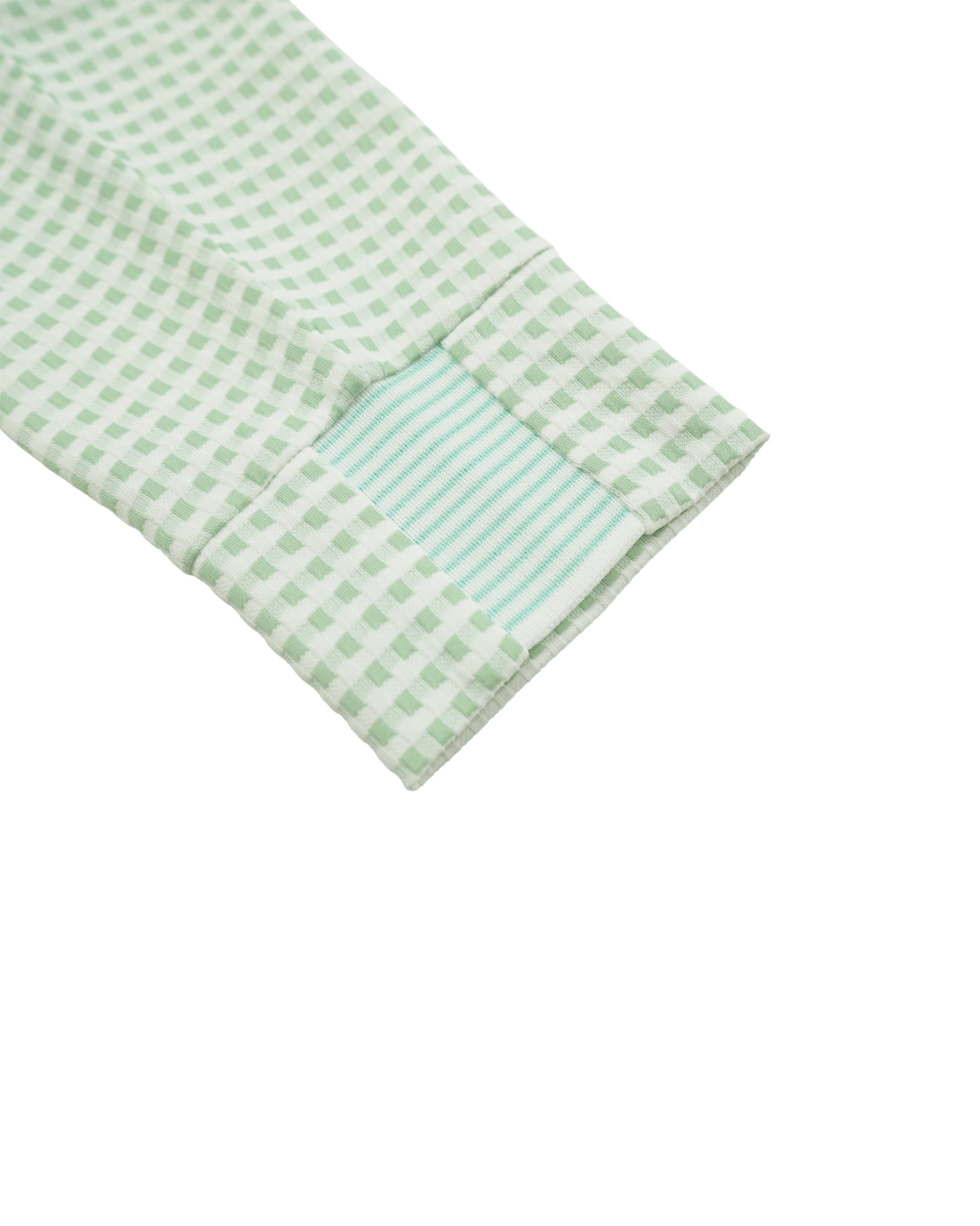 WOMEN HGJQニットギンガム 長袖シャツ ミントグリーン