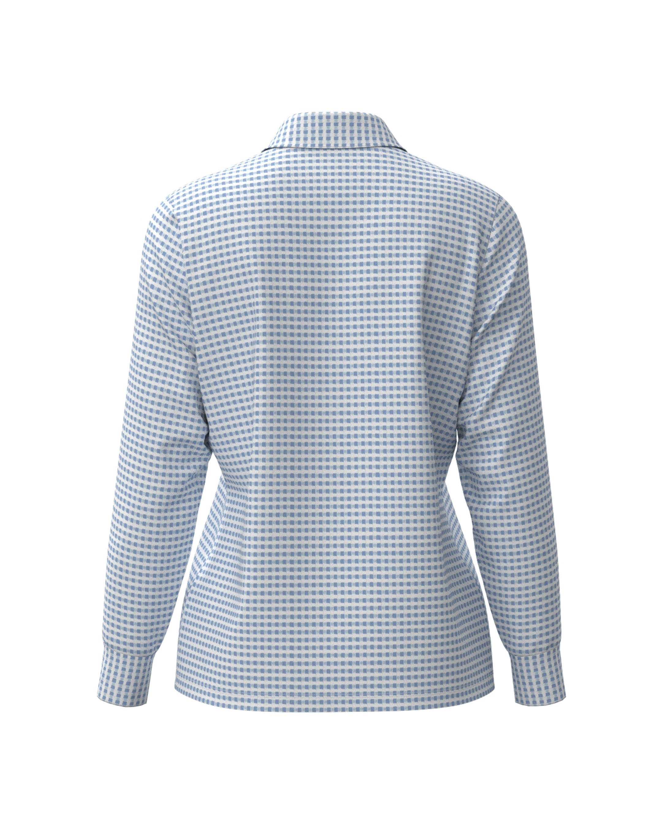 WOMEN HGJQニットギンガム 長袖シャツ サックス