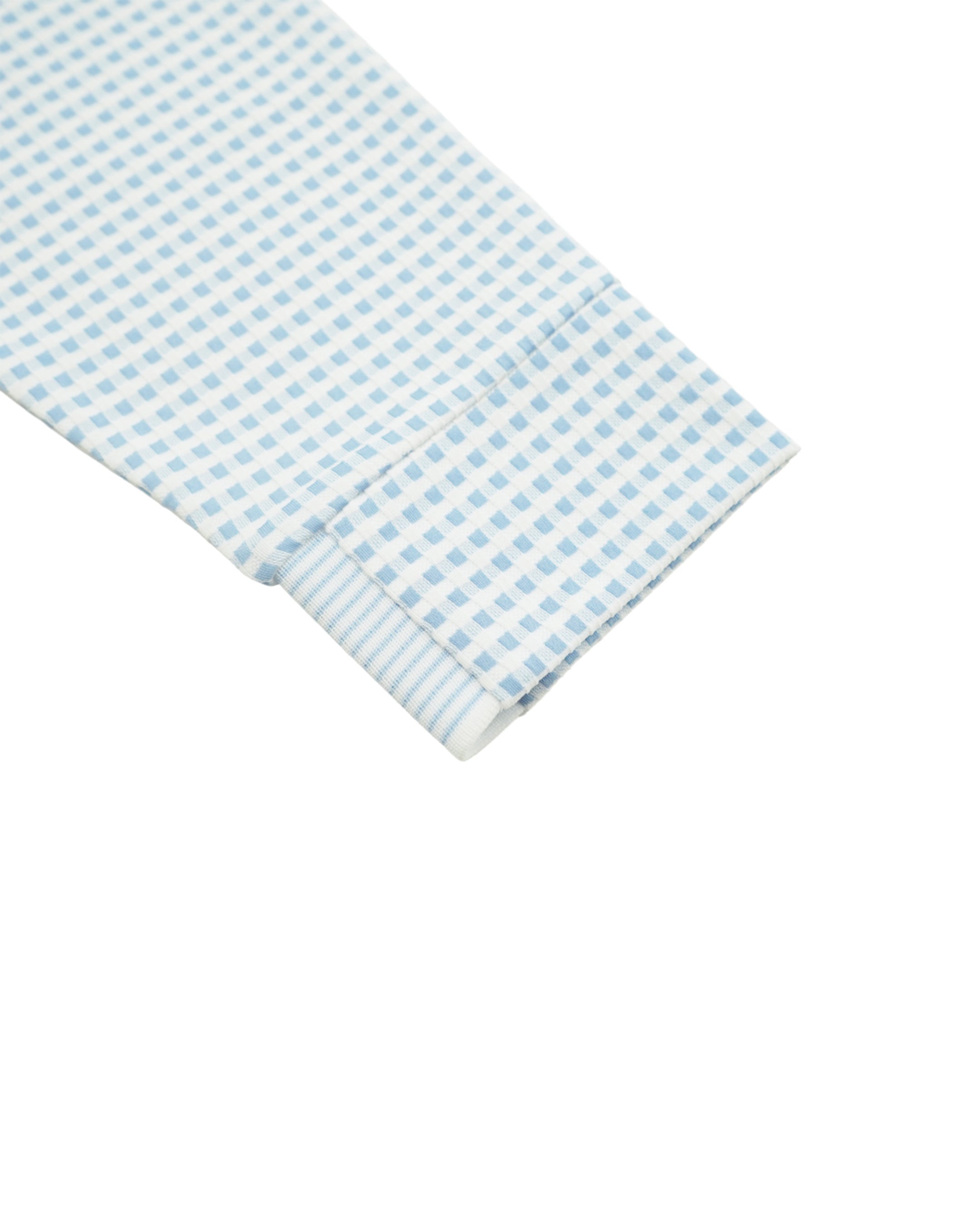 WOMEN HGJQニットギンガム 長袖シャツ サックス