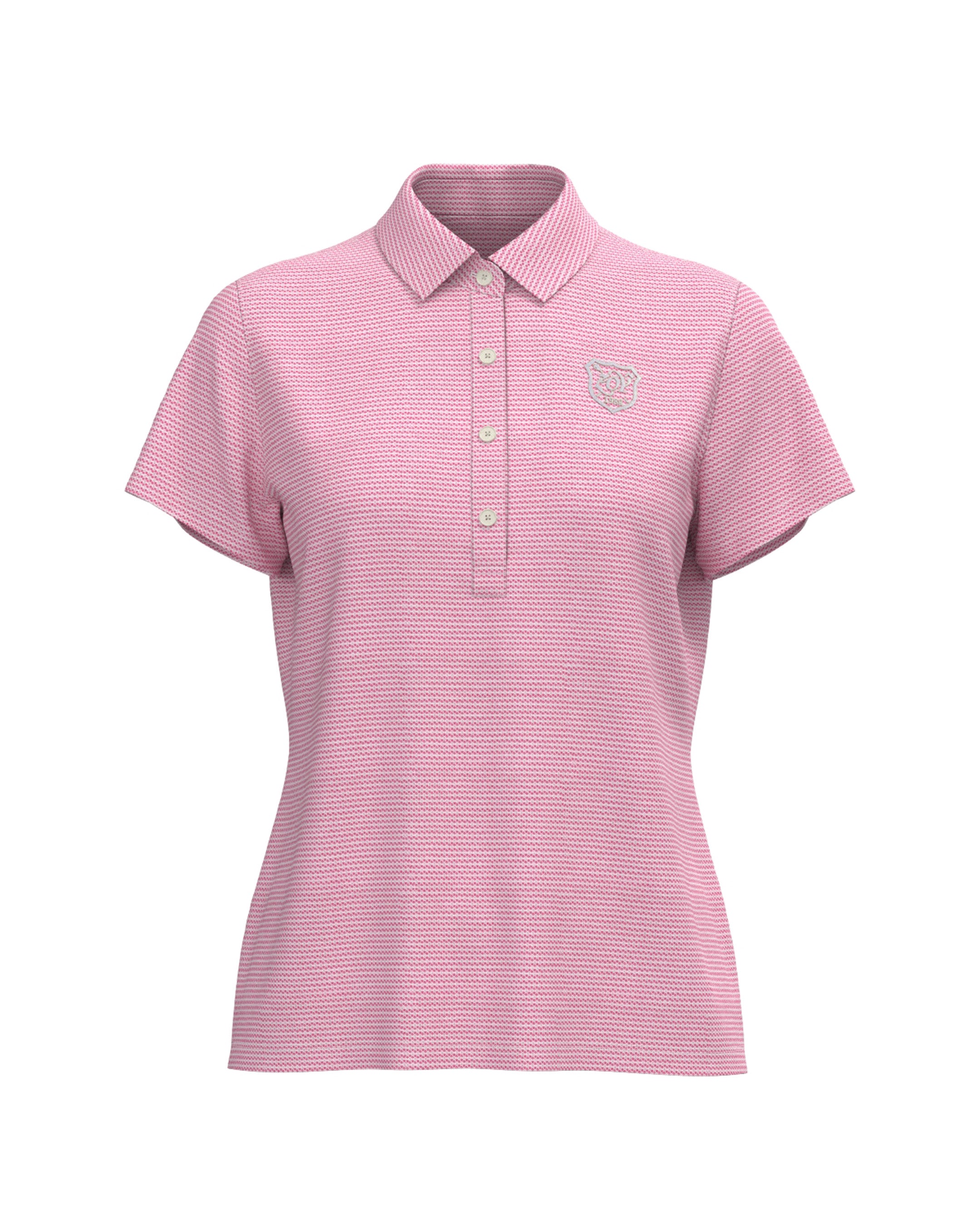 WOMEN COOLMAXハニカムボーダー 半袖シャツ レッド