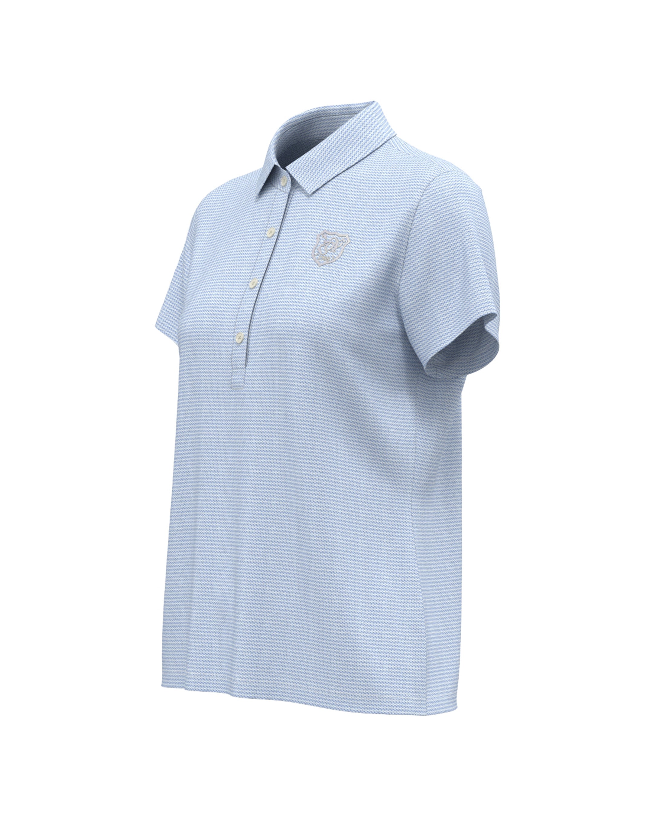 WOMEN COOLMAXハニカムボーダー 半袖シャツ ブルー