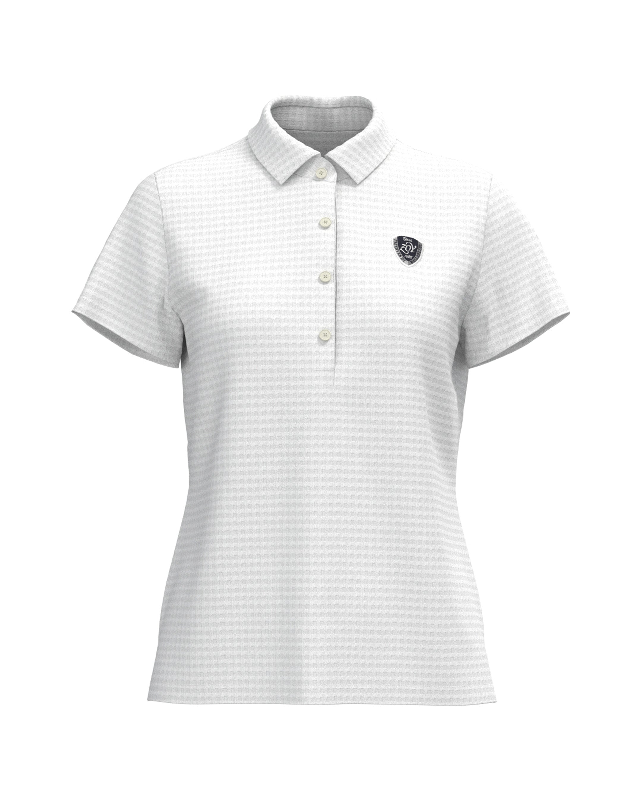 WOMEN HGJQニットギンガム 半袖シャツ ホワイト