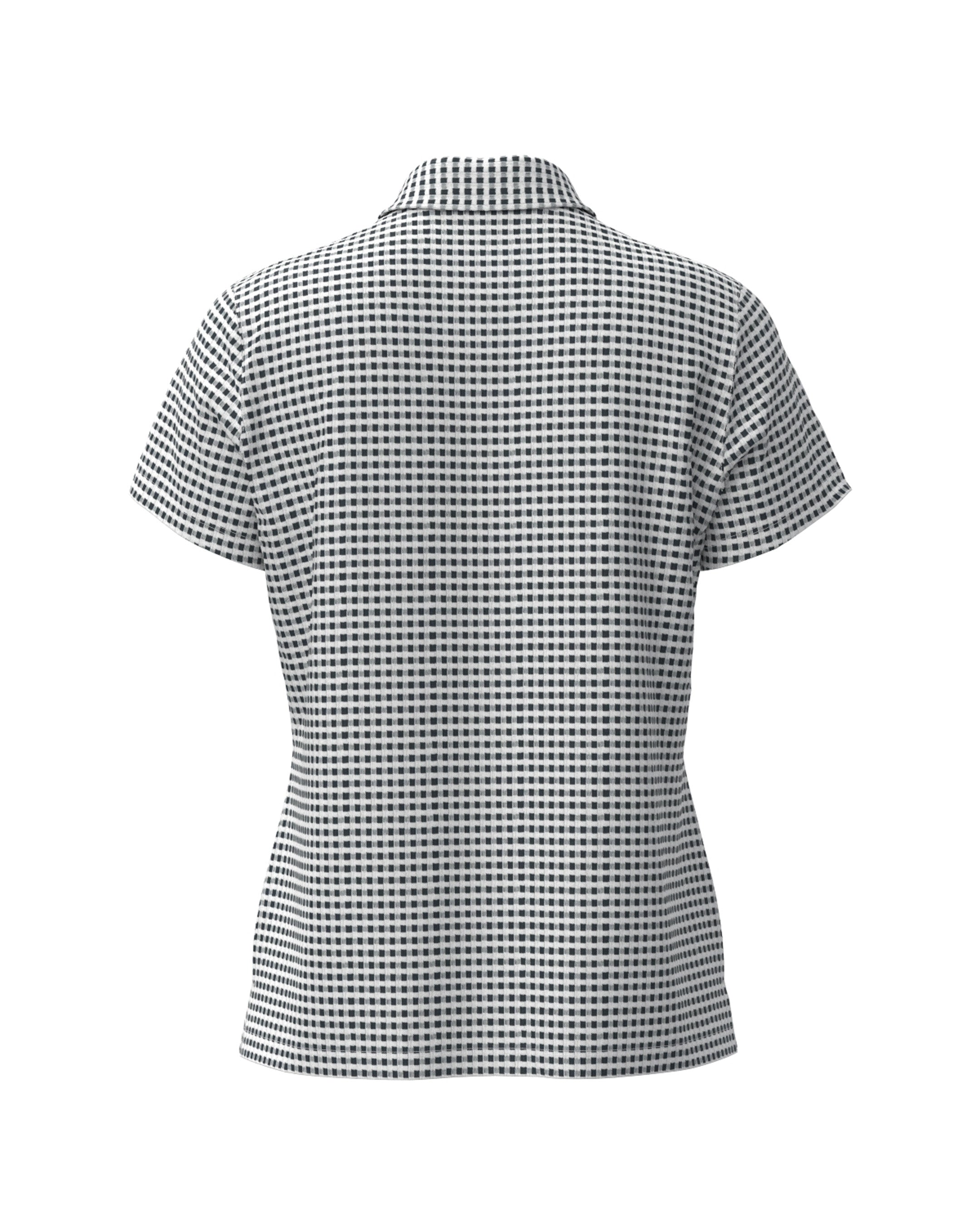 WOMEN HGJQニットギンガム 半袖シャツ ネイビー