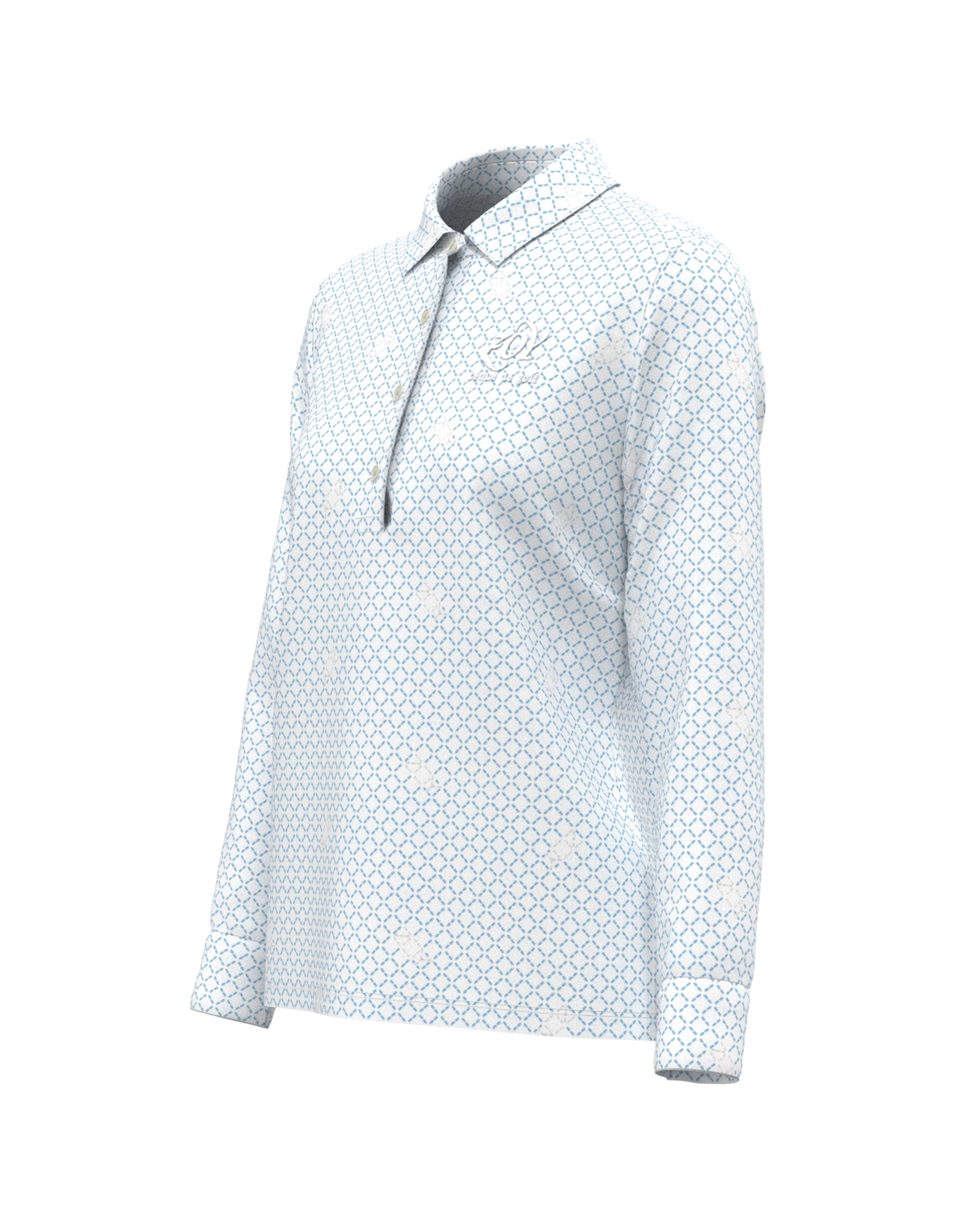 WOMEN ステッチメッシュPT 長袖シャツ ホワイト