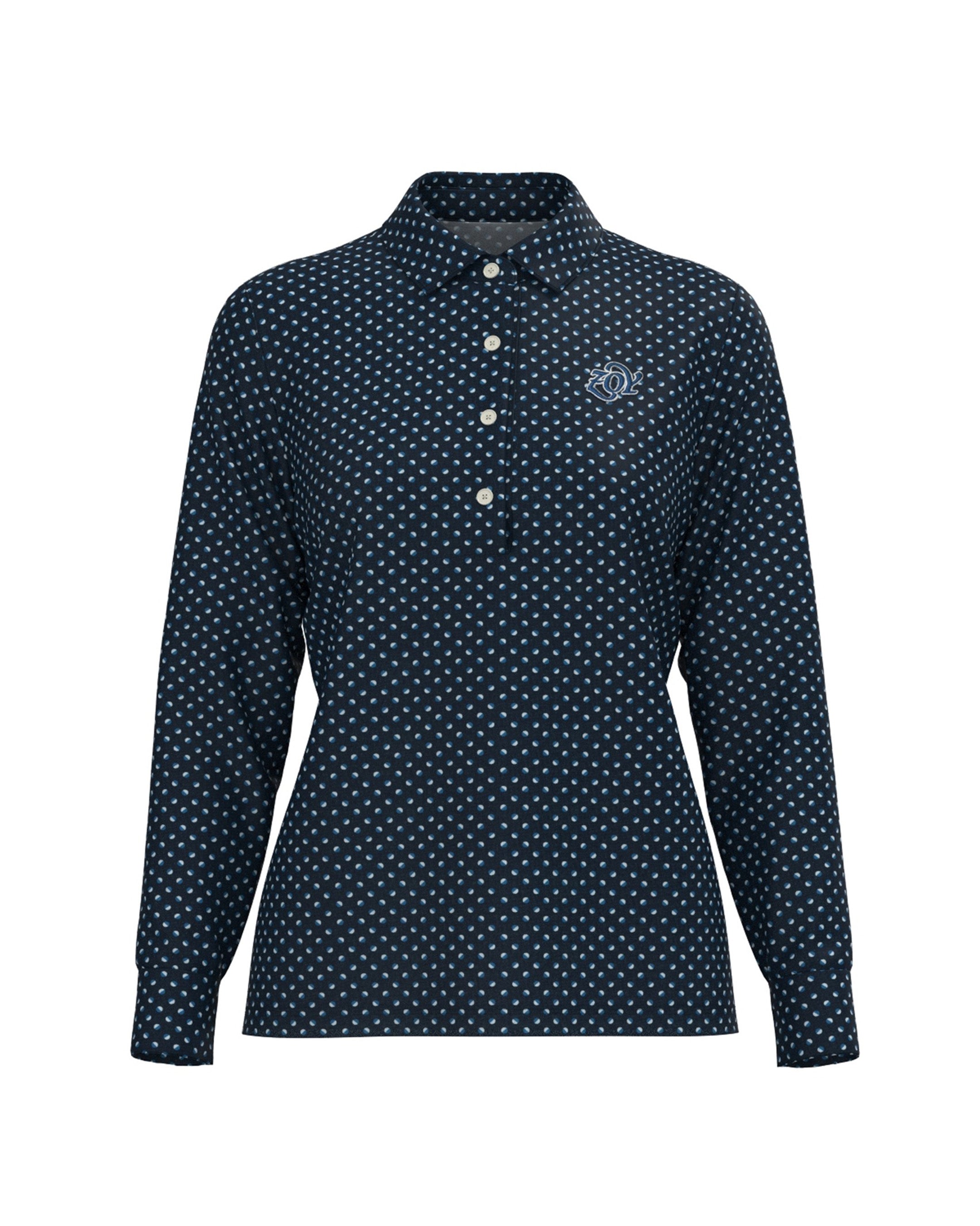 WOMEN カラードッツPT 長袖シャツ ネイビー