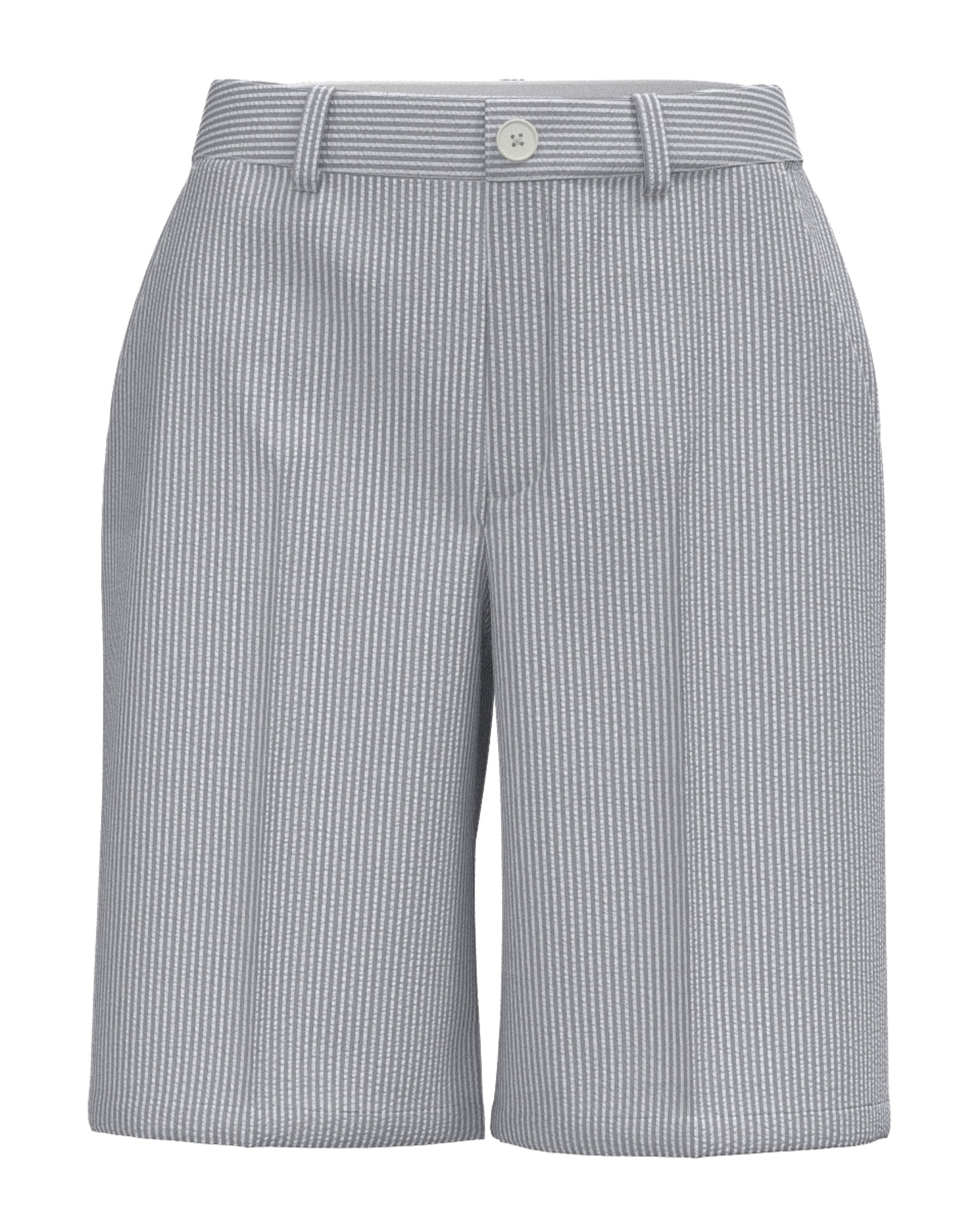 WOMEN ストライプサッカー ショートパンツ グレー