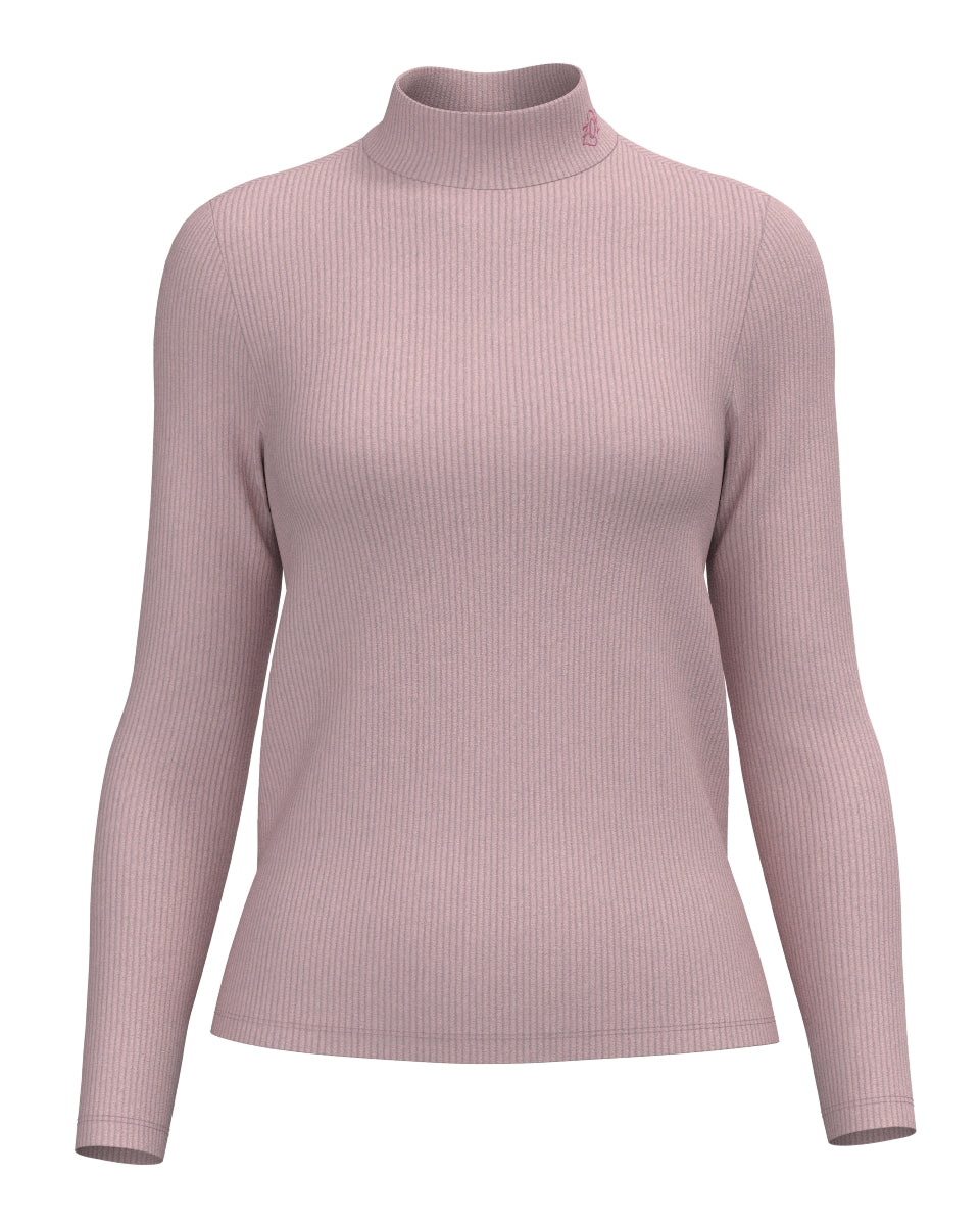 WOMEN Luxury Warm リブニット 長袖シャツ ピンク