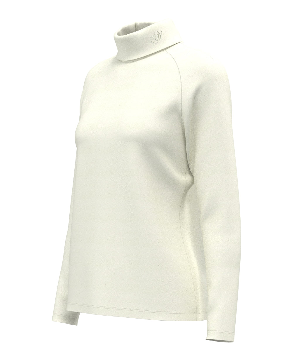 WOMEN IRM天竺×裏メッシュ 長袖モックネックシャツ クリーム