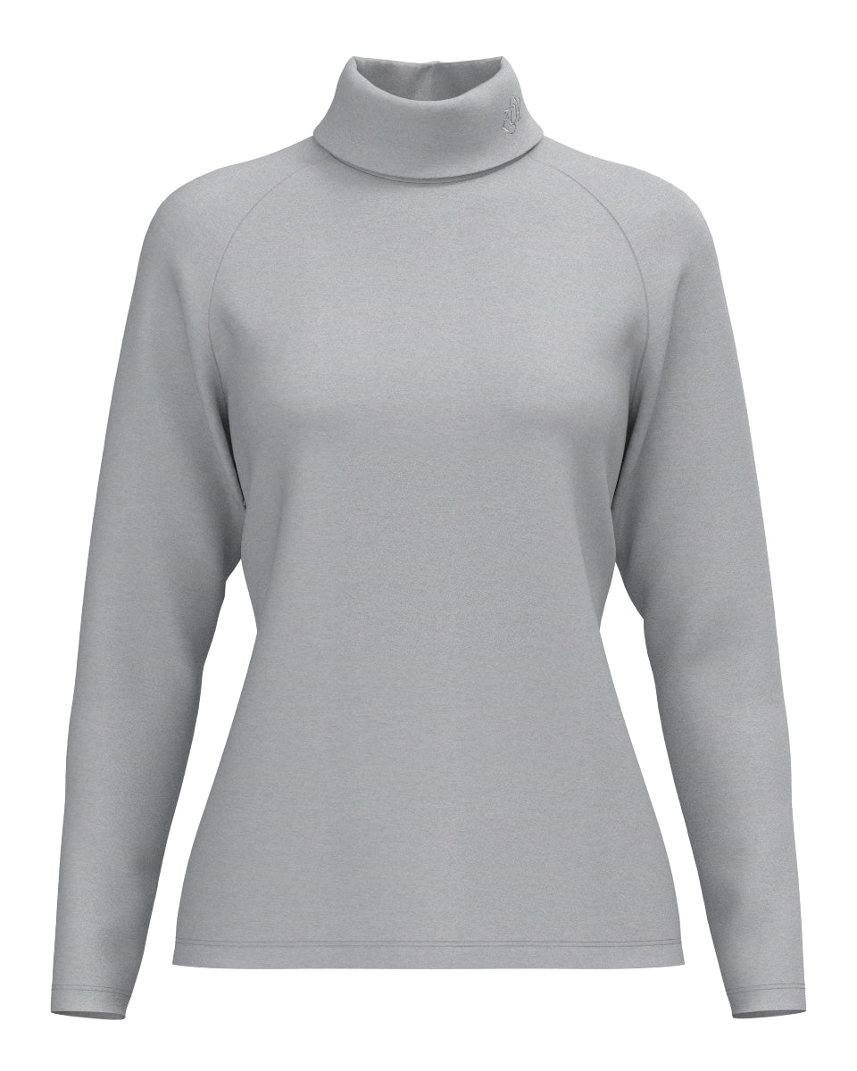 WOMEN IRM天竺×裏メッシュ 長袖モックネックシャツ アーバングレー