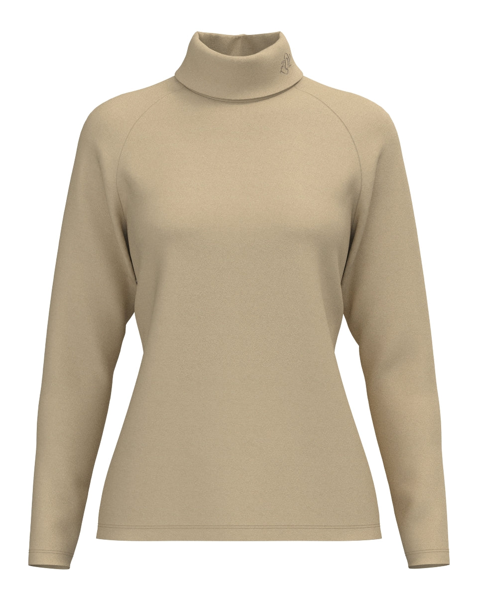 WOMEN IRM天竺×裏メッシュ 長袖モックネックシャツ サンドベージュ