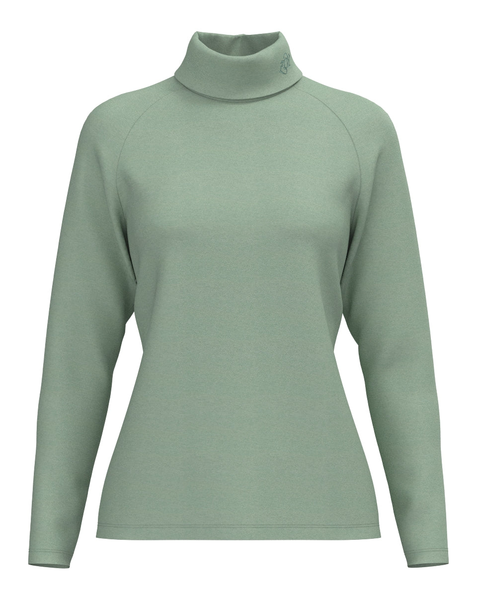 WOMEN IRM天竺×裏メッシュ 長袖モックネックシャツ フォレストフロッグ