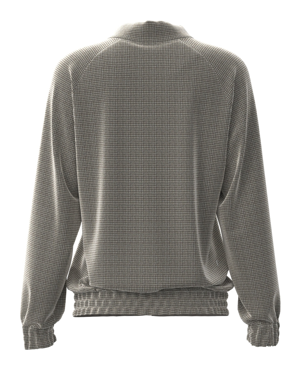 WOMEN VELVET KNIT 千鳥プリント ブルゾン グレージュ