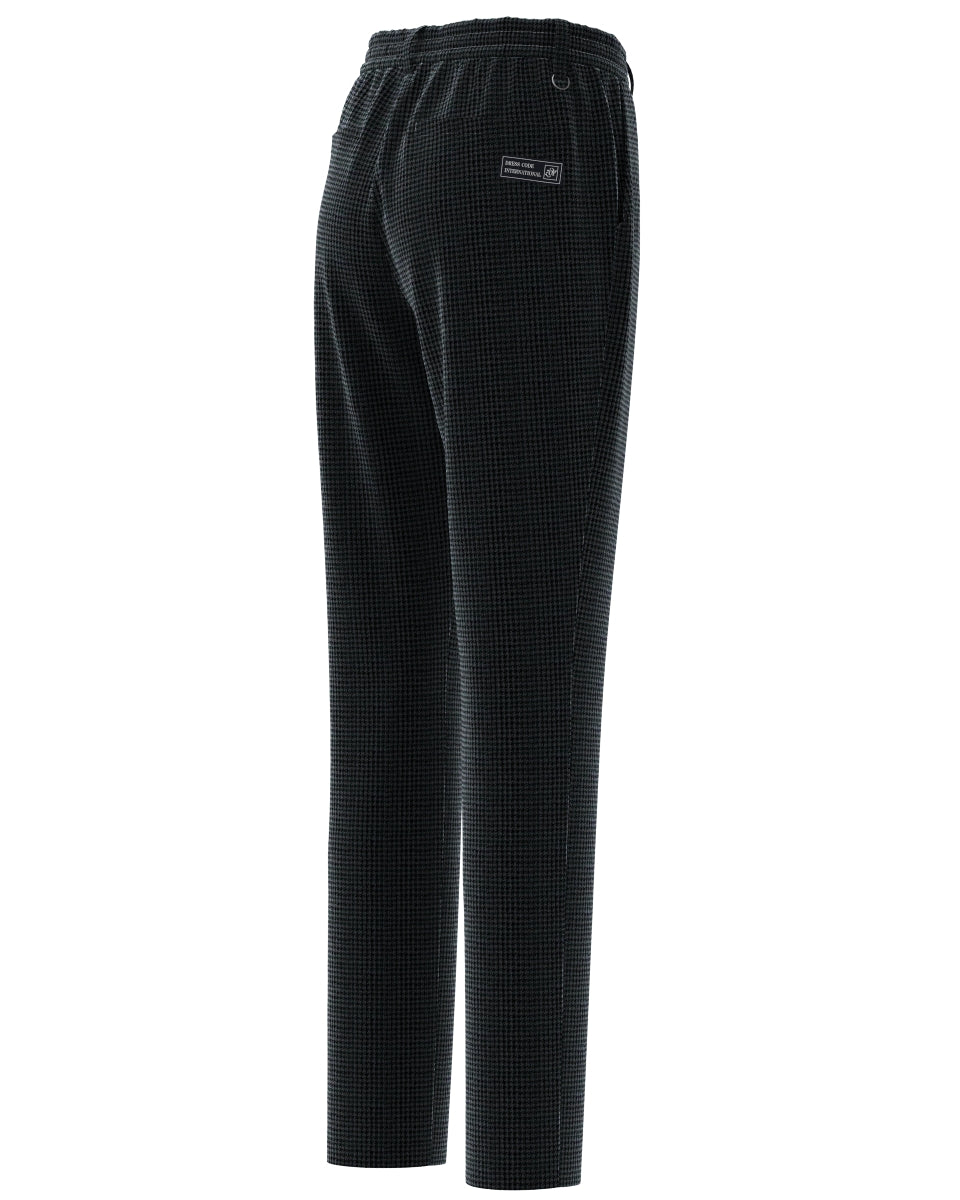 WOMEN VELVET KNIT 千鳥プリント ロングパンツ ダークブルーグレー