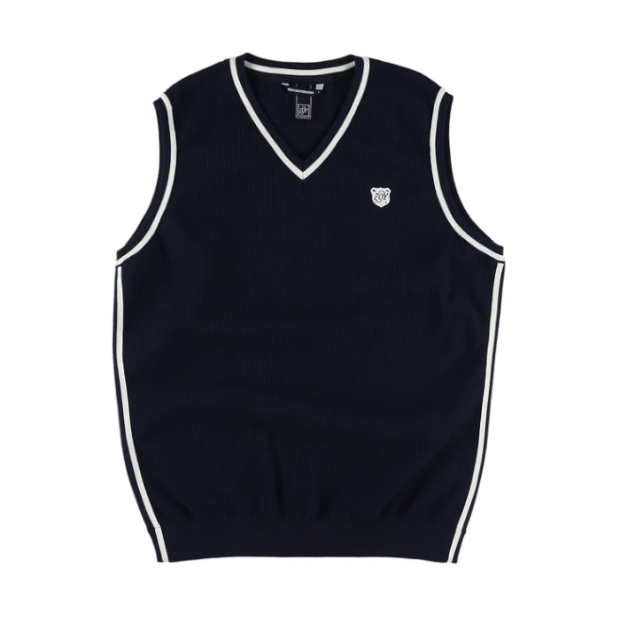 MEN ECOハイブリットポリエステル ニットベスト ネイビー