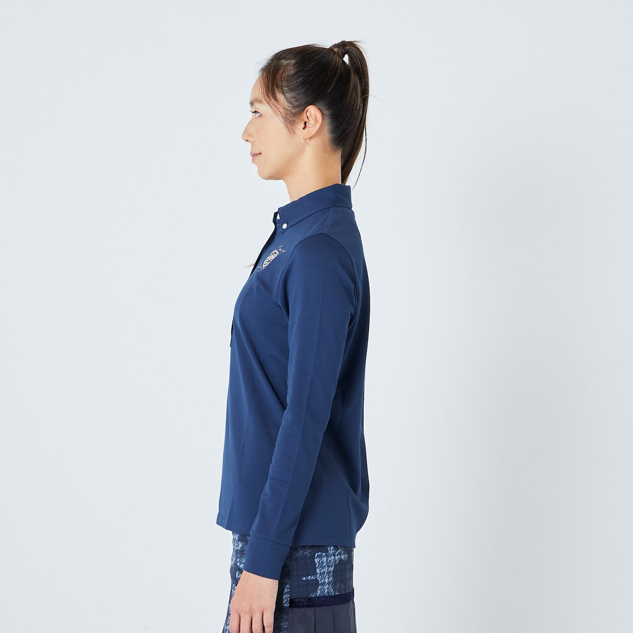 【通年】WOMEN ファンクショナルストレッチ鹿の子 長袖シャツ ネイビー 071729085