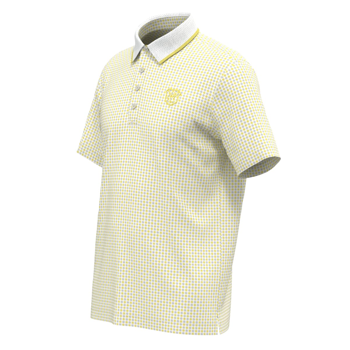 【24AW新作】MENS COOLCORE ダイヤドットプリント 半袖ポロシャツ イエロー×グレー 071444001 - ZOY OFFICIAL